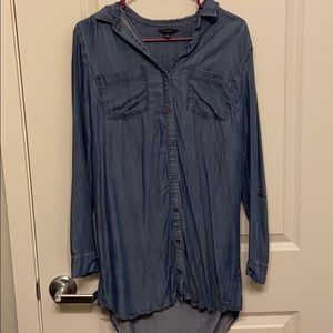 Denim dress. Super cute with leggings or without!